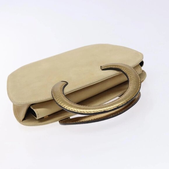 Salvatore Ferragamo Hand Bag Suede Beige Gold Auth 134611 - Picture 7 of 16